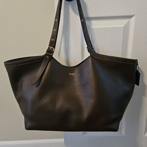 Coach Dark Maple Brown Leather Tote